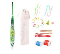 4.0mm Crochet Hooks, Aluminium Crochet Hook with Resin Transparent Bling Dried Flowers Handle, Ergonomic Crochet Hooks for Arthritic Hands, Beginners & Professional Christmas New Year's Crochet Kit
