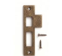 4-1/2"" Antique Brass Door Strike Plate Latch for Mortise, Antique, Vintage, Keeper, Striker, Solid Brass, (Replacement for 4-3/8"" and 4-3/4" Strikes), 4.5"/114mm (412AB)