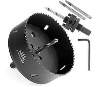 4-1/2 inch hole saw with heavy duty Arbor, HSS bi-metal holesaw drill bits cut smooth and fast in wood, plastic, drywall, thin metal, 4.5 inch hole cutter for drilling holes for lock, knobs and vent (black)