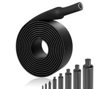4:1 Heat Shrink Tubing Set 1.5M, 8PCS Black Polyolefin Wire Insulation Sleeve for Electrical Cable Protection, Waterproof and for Durable with 125°C Resistance