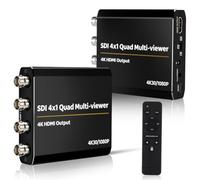 4×1 SDI Multi-Viewer Quad Screen Splitter, 4 Channel HD/3G-SDI Input to HDMI Output Switcher, 10 Display Modes Seamless Switching, Supports 4K@30Hz for Conference Live Broadcast Monitoring