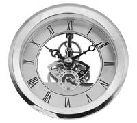 4.1 Skeleton Insert Clock, Roman Numerals, Metal Frame with Mirror Hands, Clear Back