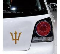 (4) 10.2cm Gold Trident Flag of Barbados Decal Sticker Car Vinyl sda1 | 4-Pack 4" Gold for SUV Truck Sedan Van Laptop Bumper Window Removable No Background
