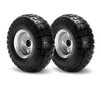 4.10/3.50-4 Solid Rubber Tire Wheels, 10 Inch Tire and Wheel Flat Free,Replacement Wheel for Garden Carts/Dolly/Trolley/Dump Cart/Hand Truck/Wheelbarrow/Garden Wagon (20mm axle（2 PCS）)