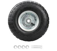 4.10/3.50-4" Tire and Rim Wheelbarrow Wheels,10 inch Pneumatic Utility Tires for Gorilla Cart, Dolly,Hand Truck, Lawnmower, Garden Wagon with 5/8” Axle Bore Hole - Double Sealed Bearings (1 pack)