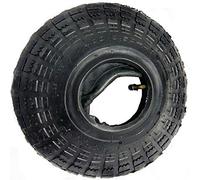 4.10/3.50-4 Tyre and Tube Set for Wheelbarrow Hand Truck Trolley Garden Cart - Pneumatic Replacement Inner Tube and Knobby Tyre 4.10 3.50 4 for Sack Barrow Lawn Mower Dolly with Straight Valve