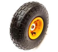 4.10/3.50-4 Wheel & Tyre 10 Inch Offset Hub Orange Choose Bushes Bearings 12mm, 12.7mm, 16mm, 20mm, 25.4mm Sack Truck Hand Cart Trolley Barrow Wheelbarrow (16mm / 0.63 Inch Bearings)