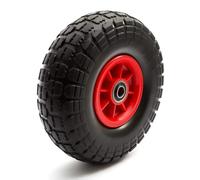 4.10/3.50-4 Wheelbarrow Wheel & PU Tyre 16mm Bore Bearings 70mm Hub 4'' Wheel Puncture Proof Solid Garden Cart Tire