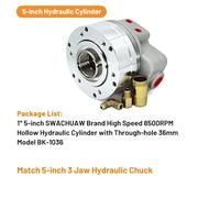 4-10 Inch Hollow Hydraulic Chuck with High Speed Hydraulic Rotary Cylinder 3 Jaw 110-254mm Chuck BK-1246 for CNC Lathe(5-inch Cylinder)