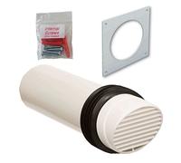 4" 100mm High rise ventilator. white grill for Tumble Dryer/ extractor fan/ cooker hood etc.