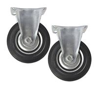 4" (100mm) Rubber Fixed Castor Wheels Trolley Furniture Caster (2 Pack) CST03