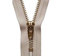 4"/ 10cm YKK Brass Jeans Zip: Beige