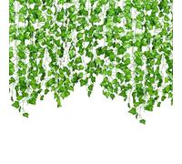 4/12 Artificial Ivy Vines - Artificial Ivy Green Leaves, 2.2m Long Plant Vine Hanging | Hanging Plant Decoration, Artificial Ivy Garland Vine for Wedding Garden Wall Decorations