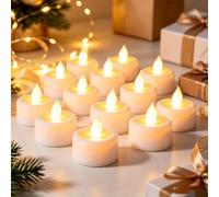4-12 pcs Realistic and Bright Battery Operated Flameless LED Tea Lights Candles,Crystal Electric Fake Candles for Halloween Valentine's Day Weddings Christmas Party Festivals Decoration in Warm Yellow