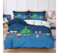 (4, 135x200m) Snoopy Bedroom anime Duvet Set Bedding King Size Luxury Cover 3-Piece Polyester Christmas Decorations Cute Printed Cartoon home