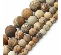4-14.0mm Natural Black Volcanic Lava Stone Round Beads 15" Pick Size for Jewelry Making DIY Bracelet-Matte Picture Jasper-10mm 38pcs Beads