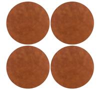 (4) 15" Brown Round Faux Leather Dining Table Placemats Party Decor Settings
