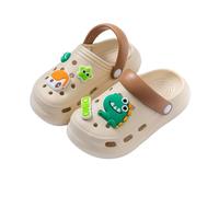 4-15 Years Boys and Girls EVA Clogs with Cartoon Prints Breathable Beach Sandals Kids Summer Heeled Mules Casual Outdoor Shoes Comfort Camping Slippers for Outings and Vacation,Khaki,13