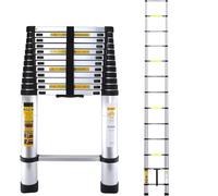 4.1M Telescopic Ladder, 13.5FT Aluminium Extendable Ladder with Non-Slip Feet, Heavy Duty Folding Ladder Adjustable Height for Loft Access, Roof, Window, Garden & Home Use