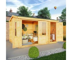 4.1mx3m Mercia Home Office Elite With Side Shed - 44mm Logs