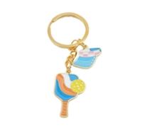 4/1Pcs Creative Pickleball Racket Keychain, Metal Colorful Hollow Ball Bag Pendant Decor