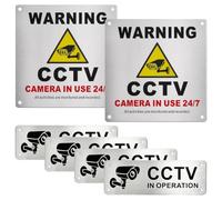 4+2 Aluminium CCTV Sign, CCTV in Operation Sign, Outdoor CCTV Signs for Home and Business, Pre-drilled Monitoring Sign, CCTV Camera Sign, Aluminium Warning Sign for Home and Business