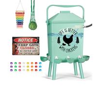 4.2-Gallon Automatic Chicken Waterer - Gravity Poultry Water Dispenser with Auto-Refill System, Rainproof Lid, Raised Stand Legs & Anti-Roost Cone for Outdoor Use