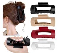 4.2 Inch Soft Flexible Merlot Cloud Claw Clip 4-Piece Set, Large Silicone Hair Clips for Women, Thick Hair Square Ponytail