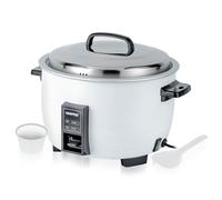 Geepas Commercial Rice Cooker 4.2L, 1600W | Non-Stick Aluminum Removable Inner Pot | Auto Switch from Cook to Warm | Stainless Steel Lid with Measuring Cup & Spatula | White Perfect for Busy Kitchen