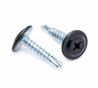 4.2 mm x 19 mm Multi-color Self-tapping, Self-drilling Montage Screws Phillips, Fine Thread and Flat Head, Powder Coated RAL9005 Jet black, Hardened Steel Screws for Thin Steel Parts (250 pcs)