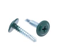 4.2 mm x 19 mm Multi-Color Self-Tapping, Self-Drilling Montage Screws Phillips, Fine Thread and Flat Head, Powder Coated RAL6028 Pine Green, Hardened Steel Screws for Thin Steel Parts (250 pcs)
