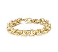 4-20mm Gold Ornate/Lined Pattern/Diamond Cut Belcher Bracelet, 6-9 Inch, Gold Plated - Bling King London