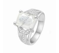 4.25 Ratti / 13.55 Carat Silver Plated Ring Natural White Sapphire Stone Certified Safed Pukhraj Adjaistaible Ring Birthstone Precious Loose Gemstone-B0CKBT5Z-00