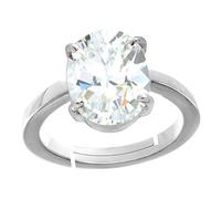 4.25 Ratti 3.70 Carat Beautiful Round Shape Certified Natural Cubic White Zircon/American White Diamond Stone Silver Plated Ring For Men And Women-B09M5SGY-00