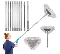4.26m Window Squeegee Cleaner Tool Kit with Long Handle, 14Ft Extendable Window Cleaning Tool with 10 Extension Poles, Professional Glass Washer for Indoor/Outdoor High Window, Wall and Car