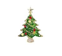 4.2cm Green Wreath-Style Christmas Tree Brooch Pin - Lightweight 5.3g Alloy Festive Gift for Holiday Parties.