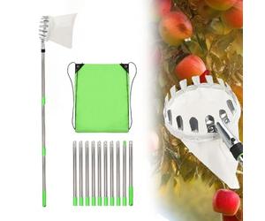 4.2M Apple Picker,Fruit Picker with Telescopic Handle,Fruit Grabber Tool with Stainless Steel Telescopic Stake and Cotton Bag,Fruit Collector Picking Aid, Cherry Picker for Pears (4M)