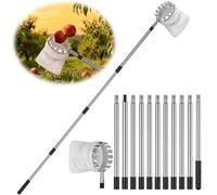 4.2M Apple Picker, Fruit Picker with Telescopic Handle, Fruit Harvester with Stainless Steel Connecting Pole and Fabric Bag, Tree Picker for Orange Lemon Etc (13.8 FT)
