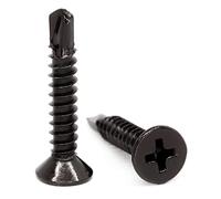 4.2mm x 19mm Black Self Drilling Countersunk Screws Flat Head Carbon Steel Self Tapping Screws for Metal Sheets Roofing Windows (Pack of 50) X07BC