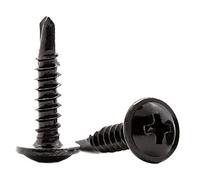 4.2mm x 19mm Black Self Drilling Wafer Head Screws Steel Self Tapping Screws for Metal Sheets Roofing Windows (Pack of 50)