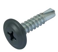 4.2mm x 19mm (Pack of 20) Anthracite Grey Painted Self-Drilling Screws with Flange Head Zinc Plated for Metal Sheet Construction Roofing Windows RAL7016 M10EF