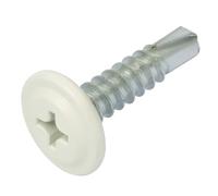 4.2mm x 19mm (Pack of 20) Grey White Painted Self-Drilling Screws with Flange Head Zinc Plated for Metal Sheet Construction Roofing Windows RAL9002 M10EF