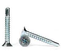 4.2mm x 19mm Self Drilling Countersunk Screws Steel Self Tapping Screws for Metal Sheets Roofing Windows (Pack of 100) F12BC