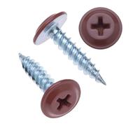 4.2mm x 19mm Wafer Head Self-Tapping Phillips Screws for Sheet Metal to Wood, Powder-Coated Colour Copper Brown (RAL 8004), Fine Thread, Sharp Tip Galvanized Screw, Indoor & Outdoor Use (250 pcs)