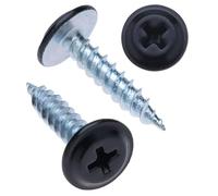4.2mm x 19mm Wafer Head Self-Tapping Phillips Screws for Sheet Metal to Wood, Powder-Coated Colour Signal Black (RAL 9004), Fine Thread, Sharp Tip Galvanized Screw, Indoor & Outdoor Use (250 pcs)