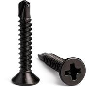 4.2mm x 22mm Black Self Drilling Countersunk Screws Flat Head Carbon Steel Self Tapping Screws for Metal Sheets Roofing Windows (Pack of 50) X07BC