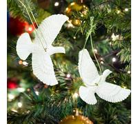 4/2Pcs Doves Christmas Ornaments, 2025 White Peace Dove Christmas Tree Decoration, Handcrafted Resin Birds Hanging Craft Collectibles for Xmas Trees Home Party Party Gifts (2Pcs)