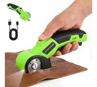 4.2V Cordless Electric Scissors with Safety Lock & LED Light, Self-Sharpening Cardboard Cutter Box Cutter, Rechargeable Rotary Cutters for Fabric Carpet Leather Crafting(Green1)