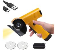 4.2V Rechargeable High-Speed Cardboard Cutter, Cordless Electric Scissors for Cutting Fabric Leather Carpet, Low Noise, with LED Light and Safety Lock (Yellow)