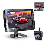 4.3" 1080P IP68 Backup Camera Kit,Camera Monitor,Plug-and-Play Rotatable AHD Cam,3-Axis Custom Parking Lines, PAL/NTSC,Reverse Camera Truck Trailer RV Pickup DIY Guide Lines Waterproof Back up Camera